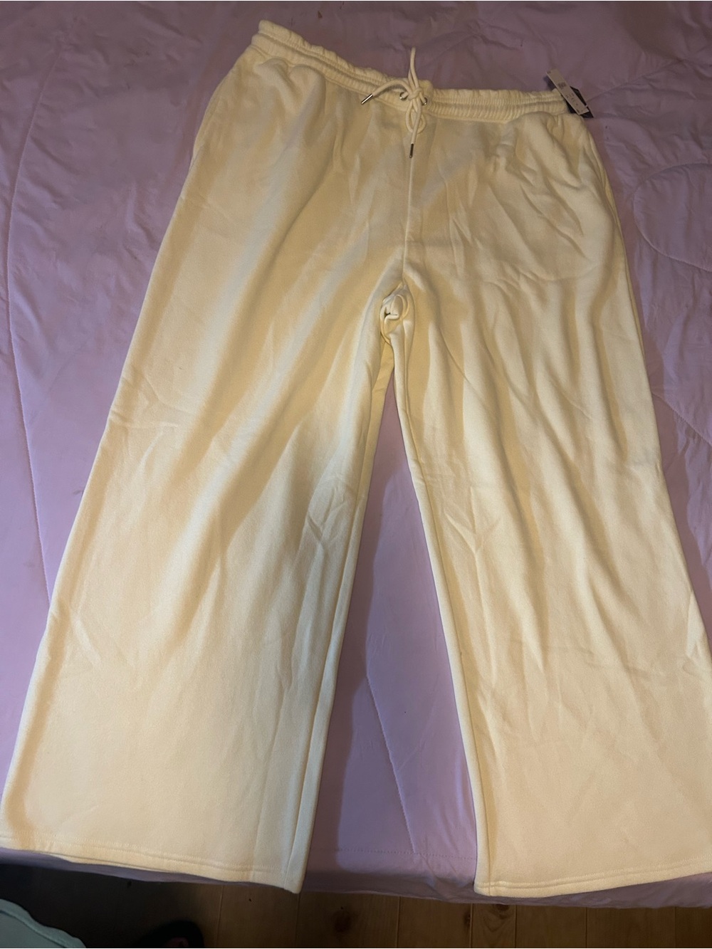 Grayson Threads Pale Yellow Wide-Leg Drawstring Sweatpants